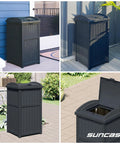 Hideaway Outdoor Trash Can With Lid, Resin Waste Container For Patio Garden Deck, 30 Gallon Capacity in Cyberspace color