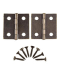 Antique Brass Butt Hinges For Cabinet Doors And Wooden Boxes 1.5 Inch Square Pack Of Two With Smooth Fast Pin Alignment vintage hinges and screws