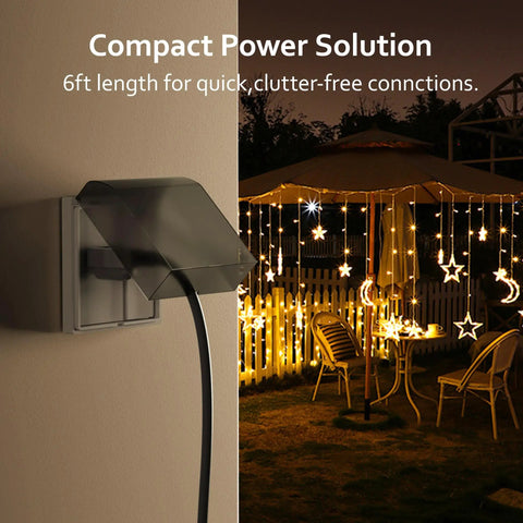 6ft Indoor Outdoor Extension Cord 16 Gauge 3 Conductor SJTW, 2 Pack, connected to outdoor lighting under a gazebo