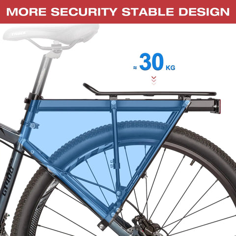 Rear Bike Rack For Touring And Everyday Rides Universal Seat Post Mount Cargo Carrier Pannier Ready Bicycle Luggage Rack Holds Up To 66 Pounds Durable Steel Hauls More Gear On Long Rides mounted on bike