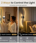 No Brainer Wireless Led Wall Sconces With Rock Solid 10000Mah Battery, 3CCT Lighting Tweak, Slick Black Shell, Quick Snap Install, Long Enduring Rechargeable Home Accent 2 Pack with touch and remote control features.