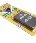 Rust Eraser Sabitoru M Knife Rust Remover For Easy Cleanup And Blade Restoration, Soak In Cold Water Then Rub To Remove Stubborn Rust, Heavy Duty Rust Cleaner For Kitchen Or Workshop. 1.5" x 2.5" black medium grain eraser on packaging