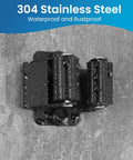 Heavy Duty Stainless Steel Broom And Mop Wall Mount Hanger, close-up of black anti-rust bracket with water droplets