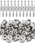 25 Piece Furniture Cam Lock Bolts And Screws With Eccentric Cams Self Tapping Pins for cabinet assembly on white background.