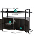 Outdoor Storage Cabinet With Wheels And Black Glass Top For Patio And Poolside No Fuss All Weather Wicker Cart, dimensions shown