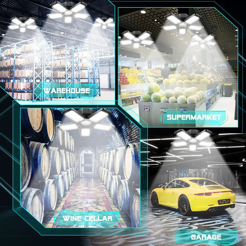 Adjustable Five In One Panels Garage LED Light 160W 16500 Lumens 6500K Deformable Ceiling Fixture lighting warehouse, supermarket, wine cellar, garage