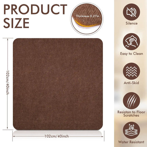 Non Slip Recliner Pads For Hardwood Floors And Tile, Heavy Duty Anti Slip Grid Floor Protectors For Carpet, 40 By 40 Inch Brown