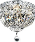 Royal Cut Clear Crystal Tranquil Four Light Single Tier Flush Mount Crystal Chandelier Finished In Chrome With Sparkling Clear Crystals Modern Lighting Fixture For Dining Room Hallway.