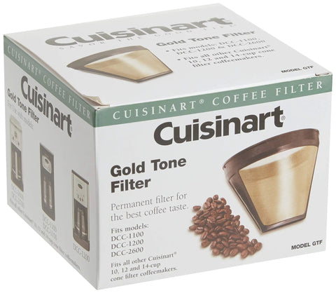 Box of Gold Tone Permanent Coffee Filter For 10 To 14 Cup Cone Coffee Makers That Brew Rich Flavor Fits DCC 1100 1200 2600 And Other Models