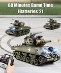 1 18th Scale RC Battle Tank With BB Shooting, Smoke And Lights, Realistic M4A3 Sherman Remote Control Army Toy on pavement