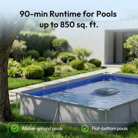 Beast Cordless Robotic Pool Cleaner With Industry Leading Suction Power DirtLock Tech 2.0 in an above-ground pool