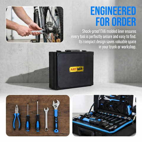 All In One 247 Piece Home Tool Set With Toolbox For DIY Projects And Home Repairs, tools displayed and box closed