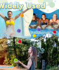 Image illustrating diverse uses of the 60-Piece Reusable Water Balloons Set With Soft Splash Balls For Outdoor Water Games.