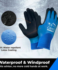 Winter Work Gloves For Men And Women, Touchscreen Ready, Waterproof, Freeze-Proof Warmth, Blue, Size Small with latex coating