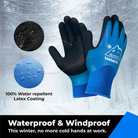 Winter Work Gloves For Men And Women, Touchscreen Ready, Waterproof, Freeze-Proof Warmth, Blue, Size Small with latex coating