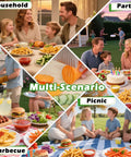 Suuker Large Crinkle Cutter kitchen tool collage with family meals, barbecue, and picnic scenes