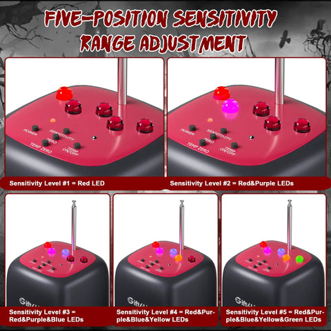 Pro Grade Ghost Hunting Gear For Paranormal Investigations With Real Time EMF Detector, LED Alerts And Audible Alarms To Capture Real Evidence Of Spirits. Five-position sensitivity EMF detector with LED indicators and antenna