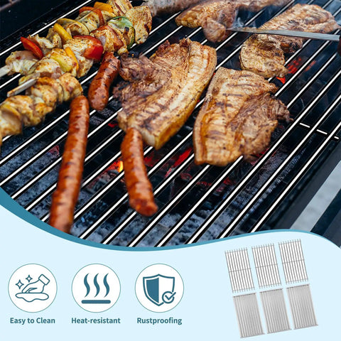 3 Pack 304 Stainless Steel Grill Grates And Emitter Plate Replacement Kit For Char-Broil Infrared Grills Heavy Duty SUS304 7mm Rod Non Magnetic