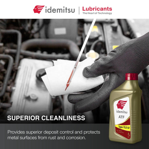 ATF Type TLS LV WS Automatic Transmission Fluid for Toyota Lexus Scion One Quart bottled next to dipstick test