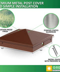 Brown 4x4 Aluminum Pyramid Post Cap Cover 12 Pack Fits True 3.5 x 3.5 Nominal Wood Posts Outdoor Waterproof Matte Powder Coat