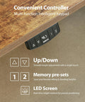 Convenient controller on Electric L Shaped Standing Desk With Memory Presets, 55 Inch, Rustic Brown Finish, for Home Office