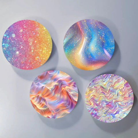 Holographic Sparkle Sublimation Transfer Paper Bundle For Cricut Mug Press Pre Inked 12x12 Inch Sheets Infused Ink, four circular patterns