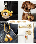 Solid Brass Key Rings Bulk Gold Tone Key Chain Organizer With Secure Screw Locking For Men And Women, shown with keys, charm, and pet tag