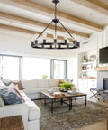18-Light Sputnik Chandeliers Black Modern Semi Flush Mount Ceiling Light Fixture With Adjustable Height Hanging Lamps