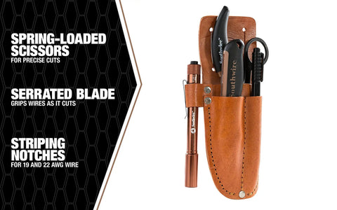 5 Piece Cable Splicing Kit with Spring Loaded Scissors LED Pen Light and Durable Leather Pouch Product Image