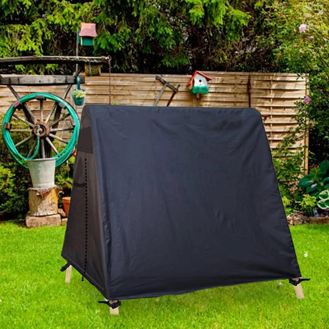 Waterproof Windproof 72 Inch A Frame Swing Cover on outdoor swing, black 420D Oxford, 72L x 55W x 67H, garden setting
