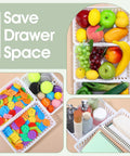 12 Pack Plastic Organizer Baskets White Storage Bins Trays For Desk Home Office Shelves And Craft Room Organization Easy Grab Mess Free Neat And Tidy Large Capacity Stackable Ventilated Mesh filled with colorful items