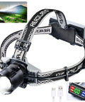 Rechargeable Headlamp Beast Bright 1080 Lumen XHP160 LED USB Zoomable Beam Four Modes Digital Power Display IPX6 Waterproof