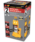 Heavy Duty 2-Ton Hydraulic Bottle Jack With 4,000 Lb Lift Capacity, Adjustable Top Screw, Includes Handle, packaging