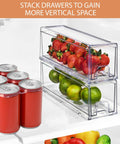Clear Acrylic Stackable Storage Drawers Two Pack For Fridge Freezer Pantry And Bathroom See Through Plastic Organizer Bins with fruit