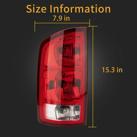 Tail Light Assembly For 2002-2006 Dodge Ram 1500 And 2003-2006 Ram 2500 3500 Pickup Driver And Passenger Side Taillights size info