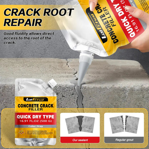 Concrete Crack Filler For Driveways And Sidewalks, Waterproof Quick Dry Sealant, Self Leveling Multipurpose Repair Adhesive, shown in use filling a concrete crack, 1 Pack 1.1 Lb.