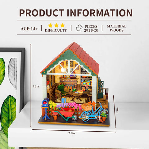 Totally Awesome Miniature Dollhouse Kit With 3D Wooden Tiny Building Model Puzzle And LED Lights for Beginners, front view