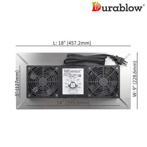 220 CFM Stainless Steel Crawl Space Vent Fan With Dual High Flow Fans Dehumidistat And Thermostat Foundation Vent For Radon Mitigation Basement And Attic Ventilation Keeps Moisture Down And Indoor Air Fresh, shown with measurements and plug-in cord.