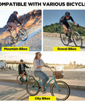 Three cyclists using Two Pack 26x1.75-2.125 Butyl Bike Tubes With 35mm Schrader Valve on various bike types.