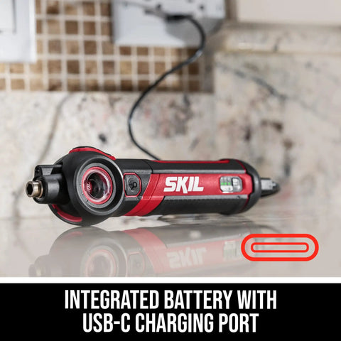 Twist 2.0 Dope Rechargeable 4V Screwdriver With Pivoting Head And Lock Three Torque Settings USB C Charging Cable in use