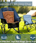 Oversized camping chairs on grass, showcasing Big And Tall Rocking Camping Chair With 400 Lb Capacity next to standard chair.