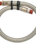 18 Inch Stainless Steel Braided Leader Hose Heavy Duty Rubber Pneumatic Air Line with swivel connectors and NPT fittings.