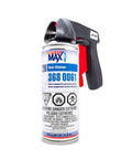 Front view of Spraymax 2K Clear Glamour aerosol can with bundled black spray trigger; white label with blue text.