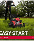 Man using EasyGlide 21 Inch Gas Lawn Mower With 144cc 4 Stroke OHV Engine Push Walk Behind 3 In 1 in a yard.