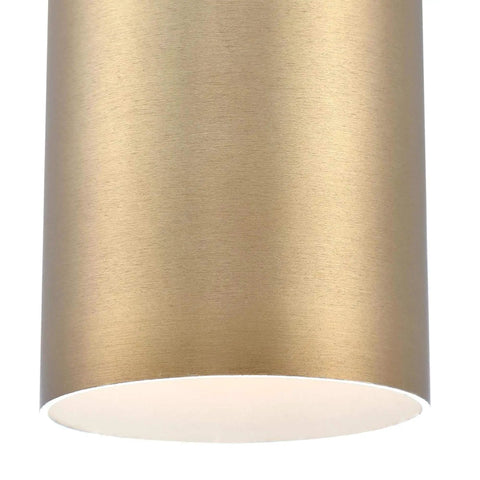 Close-up of brushed brass finish on Rayman Contemporary One Light Dimmable LED Indoor Mini Pendant Light for modern kitchens and living spaces