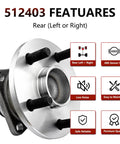 Pair Rear Wheel Bearing And Hub Assembly For 2009 2010 Pontiac Vibe 2009 2019 Toyota Corolla And 2009 2014 Toyota Matrix FWD Durable Replacement Wheel Hub showing features and specifications