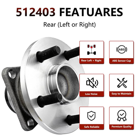 Pair Rear Wheel Bearing And Hub Assembly For 2009 2010 Pontiac Vibe 2009 2019 Toyota Corolla And 2009 2014 Toyota Matrix FWD Durable Replacement Wheel Hub showing features and specifications