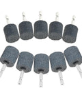 Ten Piece 30mm Aluminum Oxide Mounted Grinding Stones With One Quarter Inch Hex Shank for Electric Rotary Tools Drill Grinder