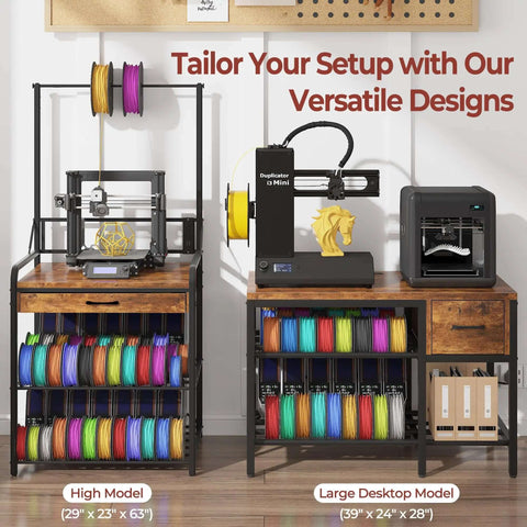 All In One 3D Printer Workstation With Filament Storage, Metal Table, Drawer, And Power Hub for workshop or office setup