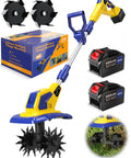 Cordless Garden Tiller Cultivator With 720 RPM Power, Dual 6.0Ah Batteries And Charger, Includes Soil Tilling Blade And Weed Removal Blade